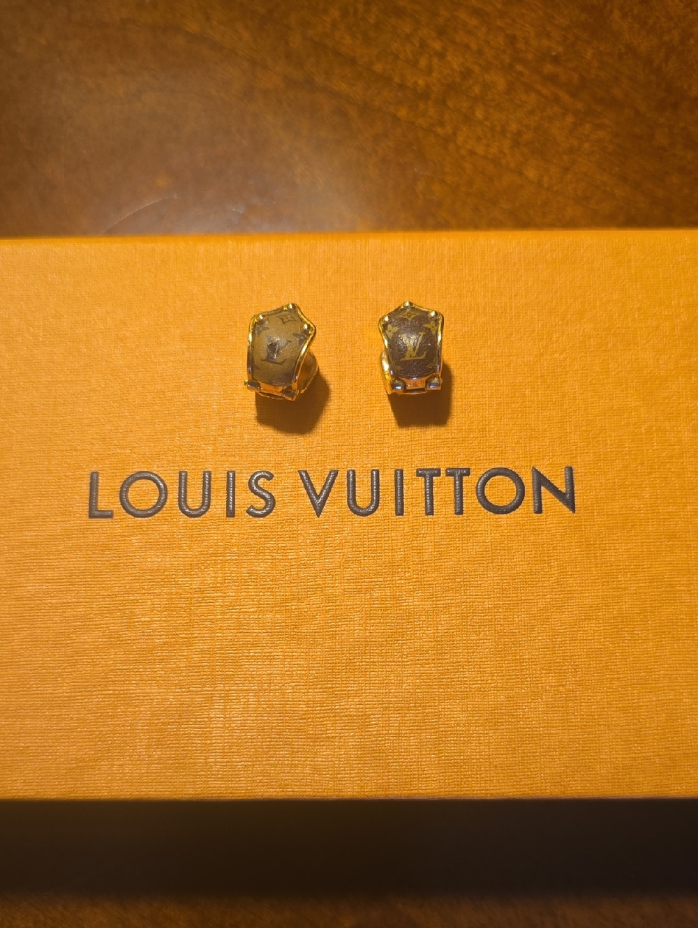 Louis Vuitton Gold Shield Clip-On Earrings